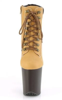 Pleaser FLAMINGO-800TL-02 Tan Nubuck Faux Leather Platform Heels Pole Shoes