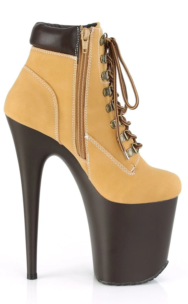 Pleaser FLAMINGO-800TL-02 Tan Nubuck Faux Leather Platform Heels Pole Shoes 7 Pleaser FLAMINGO-800TL-02 Tan Nubuck Faux Leather Platform Heels Pole Shoes