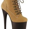 Pleaser FLAMINGO-800TL-02 Tan Nubuck Faux Leather Platform Heels Pole Shoes