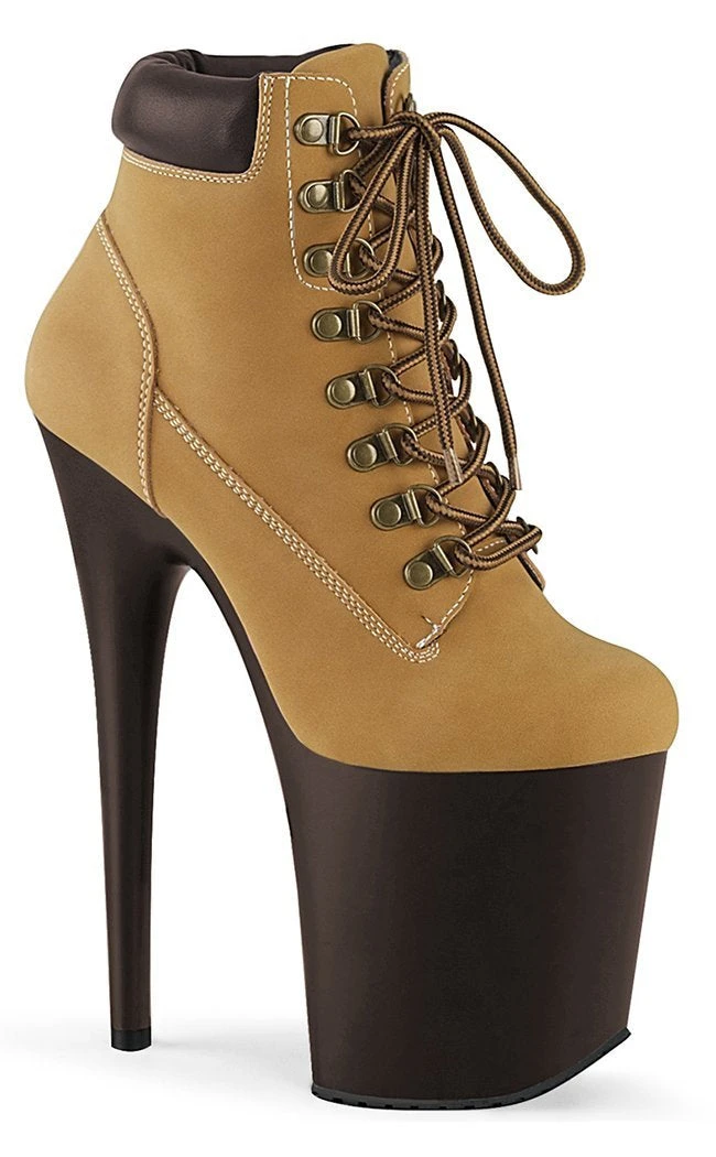 Pleaser FLAMINGO-800TL-02 Tan Nubuck Faux Leather Platform Heels Pole Shoes 3 Pleaser FLAMINGO-800TL-02 Tan Nubuck Faux Leather Platform Heels Pole Shoes