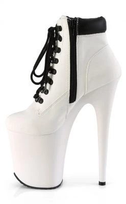 Pleaser FLAMINGO-800TL-02 White Nubuck Faux Leather Platform Heels
