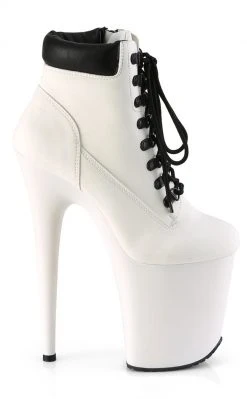 Pleaser FLAMINGO-800TL-02 White Nubuck Faux Leather Platform Heels
