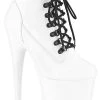 Pleaser FLAMINGO-800TL-02 White Nubuck Faux Leather Platform Heels
