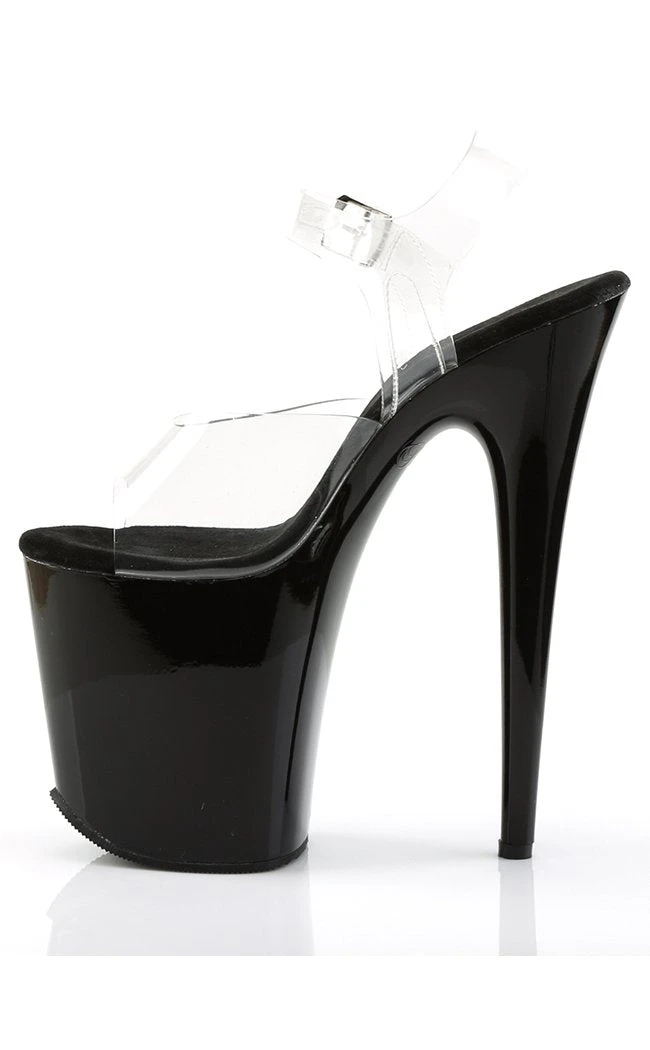 Pleaser FLAMINGO-808 Clear & Black Heels 5 Pleaser FLAMINGO-808 Clear & Black Heels