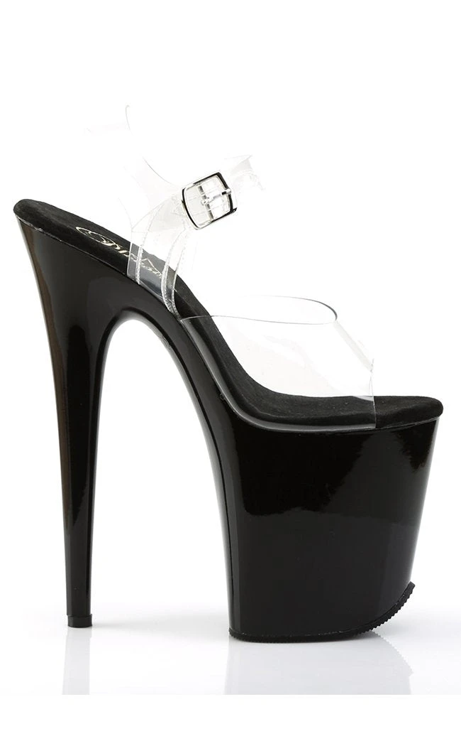 Pleaser FLAMINGO-808 Clear & Black Heels 7 Pleaser FLAMINGO-808 Clear & Black Heels