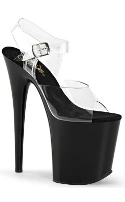 Pleaser FLAMINGO-808 Clear & Black Heels