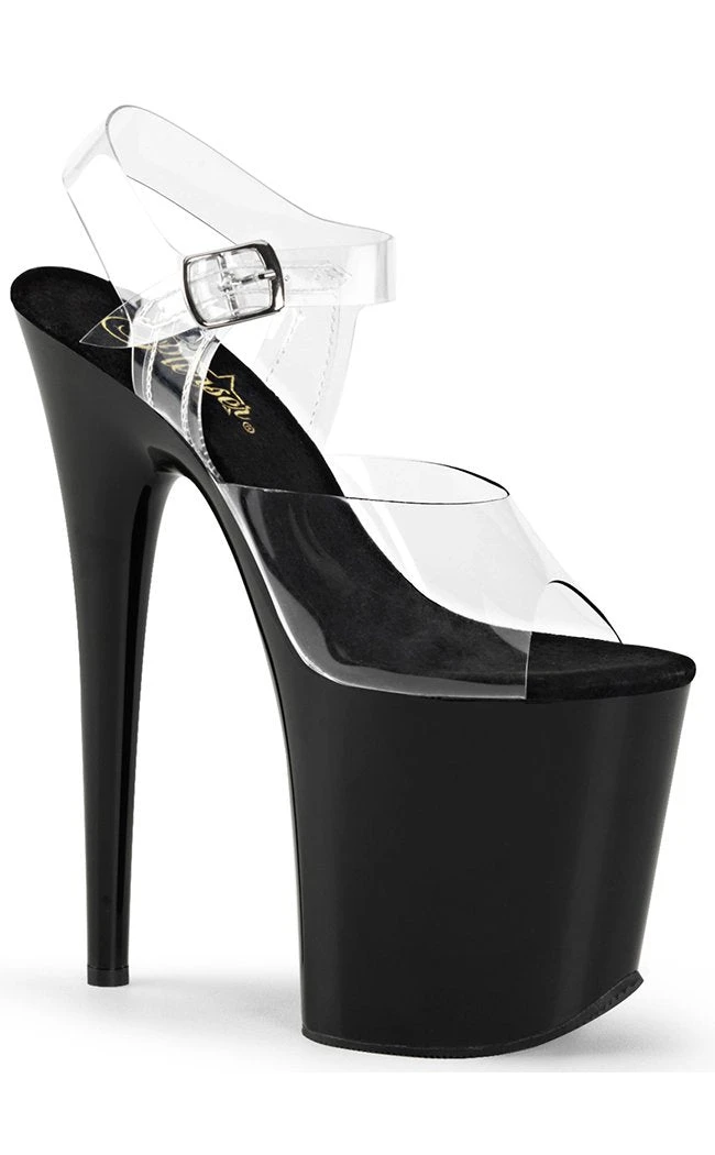 Pleaser FLAMINGO-808 Clear & Black Heels 3 Pleaser FLAMINGO-808 Clear & Black Heels