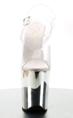 Pleaser Pole Shoes FLAMINGO-808 Clear & Silver Chrome Heels