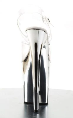 Pleaser Pole Shoes FLAMINGO-808 Clear & Silver Chrome Heels