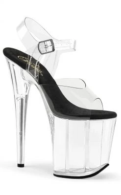 Pleaser FLAMINGO-808 Clear With Black Heels