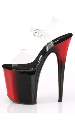 Pleaser Pole Shoes FLAMINGO-808BR Clear/Red-Black Heels
