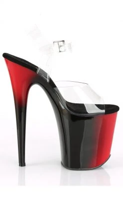 Pleaser Pole Shoes FLAMINGO-808BR Clear/Red-Black Heels