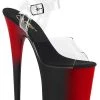 Pleaser Pole Shoes FLAMINGO-808BR Clear/Red-Black Heels