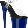 Pleaser Pole Shoes FLAMINGO-808C Clear/Royal Blue Heels