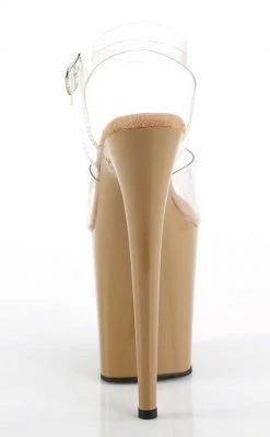 Pleaser Pole Shoes FLAMINGO-808C Clear/Toffee Heels