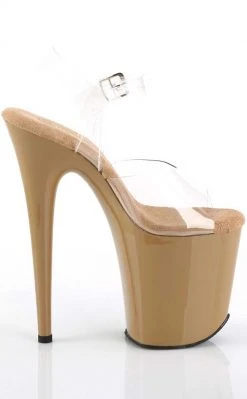 Pleaser Pole Shoes FLAMINGO-808C Clear/Toffee Heels