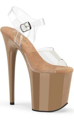 Pleaser Pole Shoes FLAMINGO-808C Clear/Toffee Heels