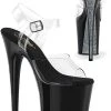 Pleaser FLAMINGO-808CRS-2 Clear/Black & Silver Rhinestone Heels Pole Shoes