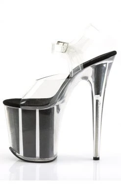 Pleaser Pole Shoes FLAMINGO-808G Clear & Black Glitter Heels