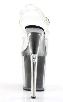Pleaser Pole Shoes FLAMINGO-808G Clear & Black Glitter Heels