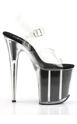 Pleaser Pole Shoes FLAMINGO-808G Clear & Black Glitter Heels
