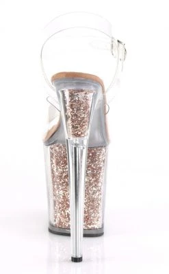 Pleaser FLAMINGO-808G Clear & Rose Gold Glitter Heels