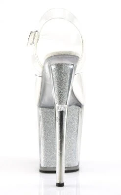 Pleaser FLAMINGO-808G Clear & Silver Glitter Heels Pole Shoes