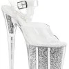 Pleaser FLAMINGO-808G Clear & Silver Glitter Heels Pole Shoes
