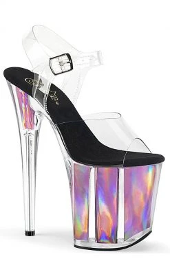 Pleaser Pole Shoes FLAMINGO-808HGI Baby Pink Hologram Heels