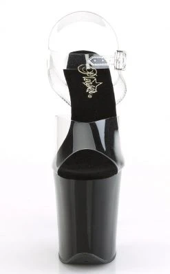 Pleaser FLAMINGO-808LS Clear & Black Rhinestone Heels Pole Shoes