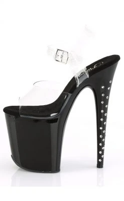 Pleaser FLAMINGO-808LS Clear & Black Rhinestone Heels Pole Shoes