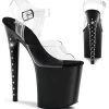 Pleaser FLAMINGO-808LS Clear & Black Rhinestone Heels Pole Shoes