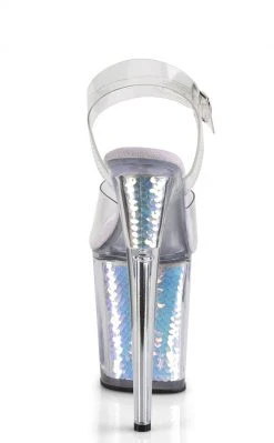 Pleaser FLAMINGO-808MC Mermaid Scale Silver Iridescent Heels Pole Shoes