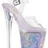 Pleaser FLAMINGO-808MC Mermaid Scale Silver Iridescent Heels Pole Shoes