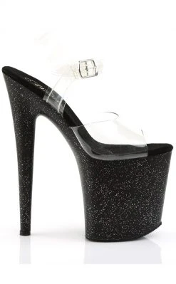 Pleaser FLAMINGO-808MG Clear/Black Heels