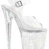 Pleaser FLAMINGO-808MMG Clear Glitter Heels
