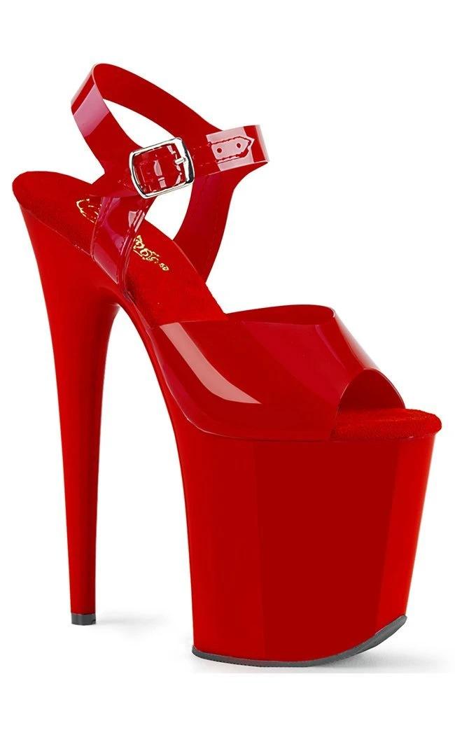 Pleaser Pole Shoes FLAMINGO-808N Jelly-like High Heels In Red 3 Pleaser Pole Shoes FLAMINGO-808N Jelly-like High Heels In Red