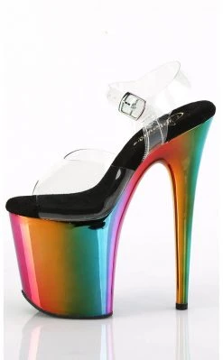 Pleaser FLAMINGO-808RC Clear & Rainbow Chrome Heels