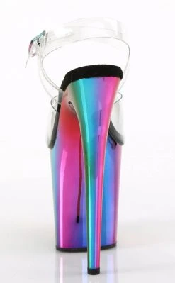 Pleaser FLAMINGO-808RC Clear & Rainbow Chrome Heels