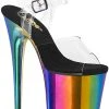Pleaser FLAMINGO-808RC Clear & Rainbow Chrome Heels