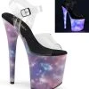 Pleaser FLAMINGO-808REFL Galaxy Reflective UV Glow Heels Pole Shoes