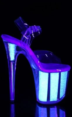 Pleaser FLAMINGO-808UVG Clear/Neon Opal Glitter Heels Pole Shoes