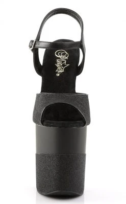 Pleaser FLAMINGO-809-2G Black Glitter Heels