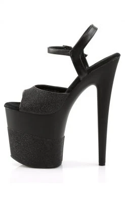 Pleaser FLAMINGO-809-2G Black Glitter Heels