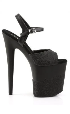 Pleaser FLAMINGO-809-2G Black Glitter Heels