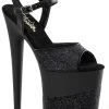 Pleaser FLAMINGO-809-2G Black Glitter Heels