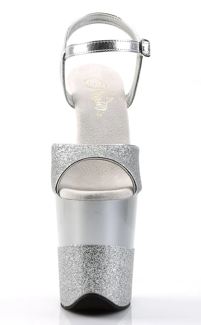 Pleaser FLAMINGO-809-2G Silver Gllitter Heels Pole Shoes 4 Pleaser FLAMINGO-809-2G Silver Gllitter Heels Pole Shoes