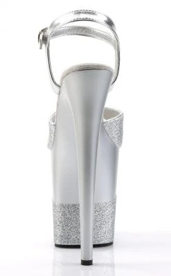 Pleaser FLAMINGO-809-2G Silver Gllitter Heels Pole Shoes 10 Pleaser FLAMINGO-809-2G Silver Gllitter Heels Pole Shoes