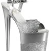 Pleaser FLAMINGO-809-2G Silver Gllitter Heels Pole Shoes