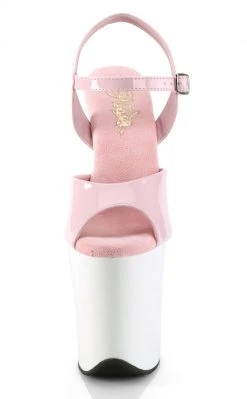 Pleaser FLAMINGO-809 Baby Pink/White Patent Heels